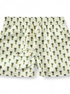 NWOT! OAS Pina Colada Creme All Over Pineapple Print Swim Shorts Size XL Summer